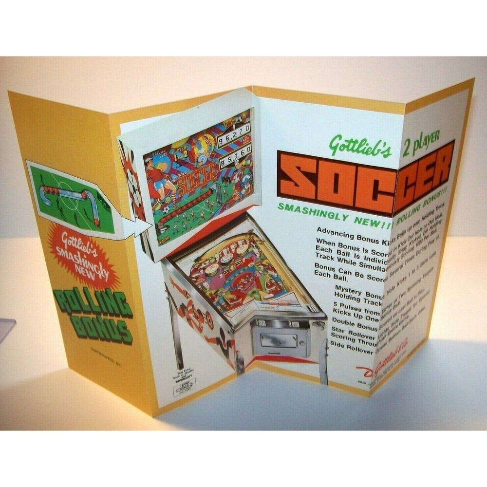 Soccer Pinball FLYER Original NOS 1975 Game Retro Sports Artwork Sheet Vintage